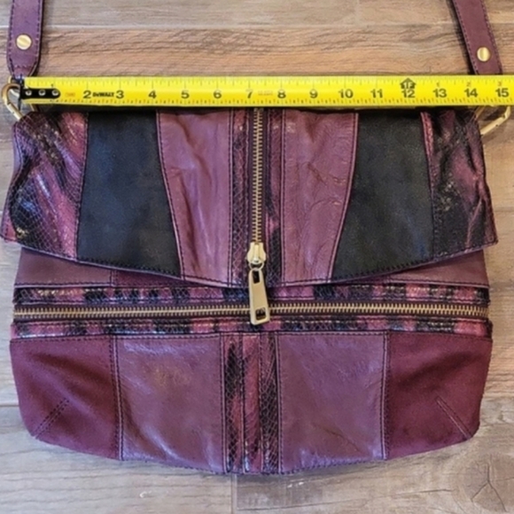 STEVEN by Steve Madden Leather & Suede Fold-Over Shoulder Crossbody Handbag - Picture 3 of 12